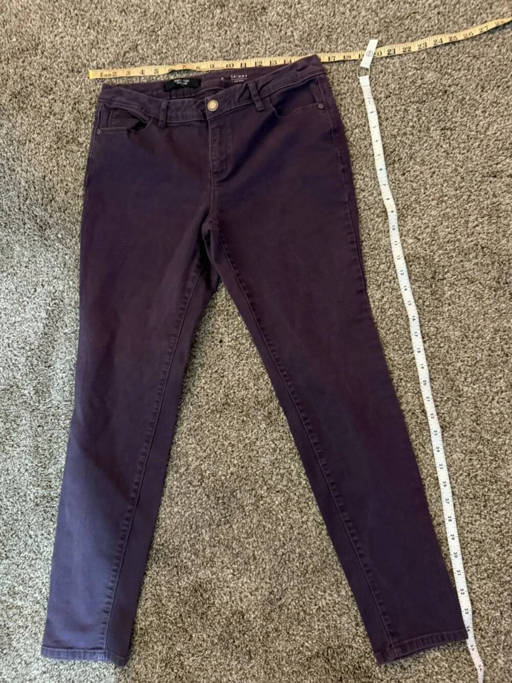 Simply Vera Vera Wang Plum Purple Skinny Mid Rise Jeans Pants Size 8
